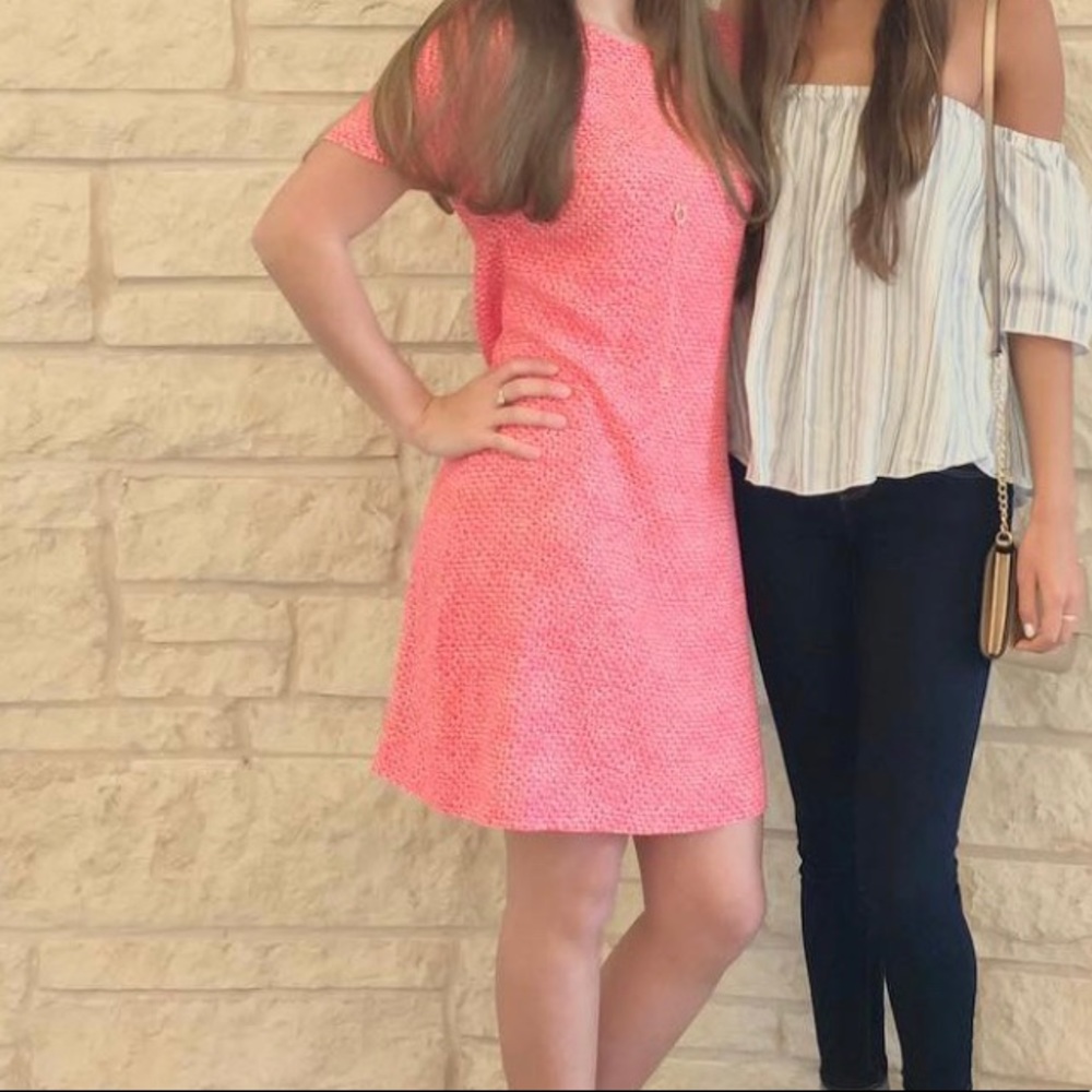 Coral pink and white MK dress